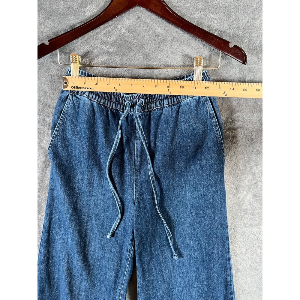 Boden Pull On Denim Pants Trousers Womens Sz 0 24x30 Wide Leg Drawstring - Picture 3 of 9